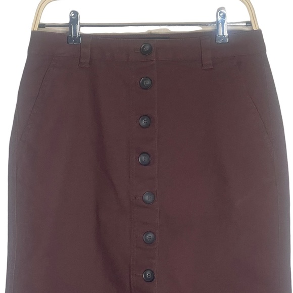 Pendleton Brown Jean Button Down Size 6 Slit Skirt - Picture 2 of 8
